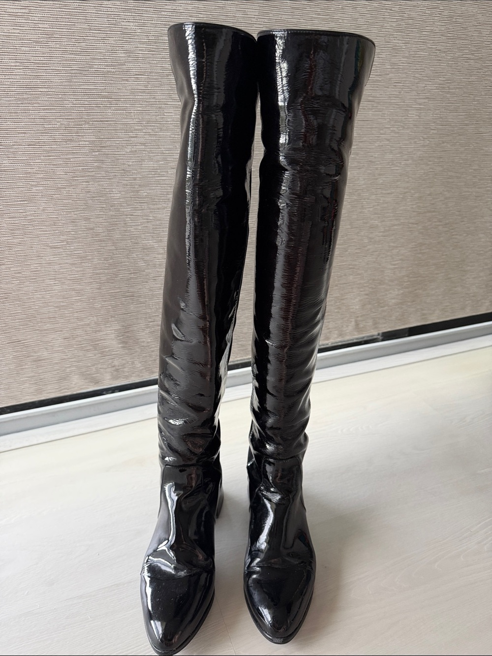 Stuart Weitzman Black Patent Over-the-Knee Boots